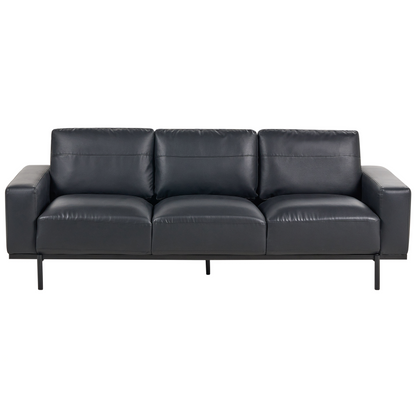 Home Black Faux Leather 6 Seater Living Room Set With Armchair