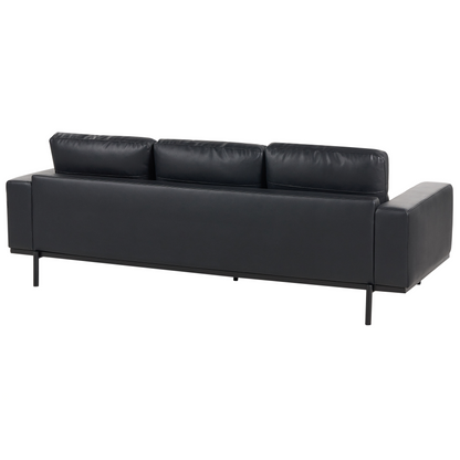 Home Black Faux Leather 6 Seater Living Room Set With Armchair