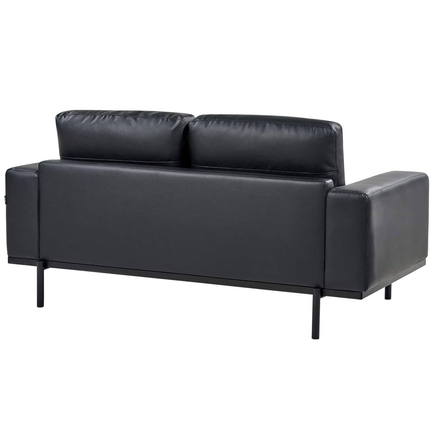 Home Black Faux Leather 6 Seater Living Room Set With Armchair
