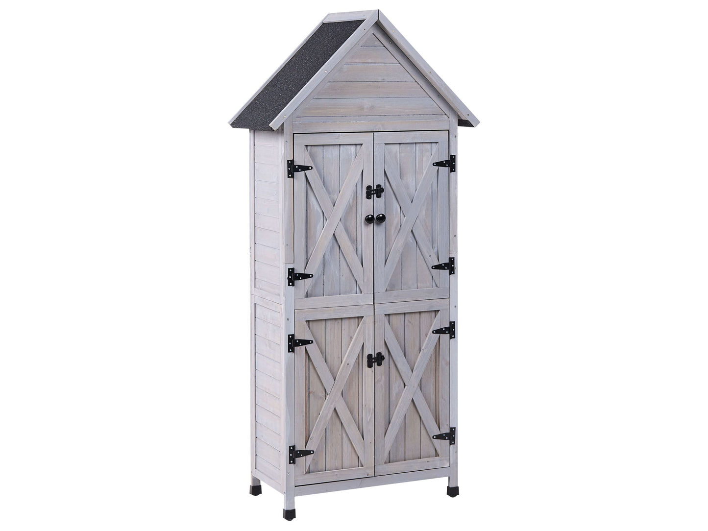 All Weather Outdoor Garden Shed Storage Grey Fir Wood Doors