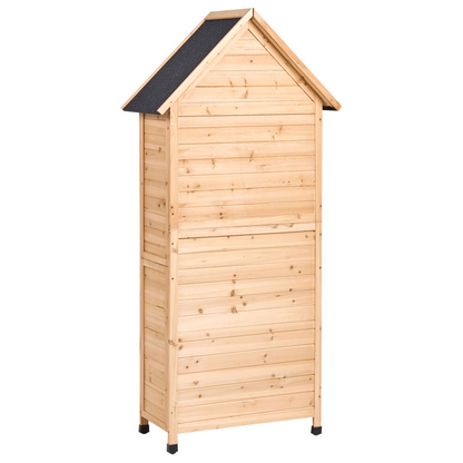 Outdoor Garden Shed Natural Fir Wood With Double Doors And Shelves All Weather Storage