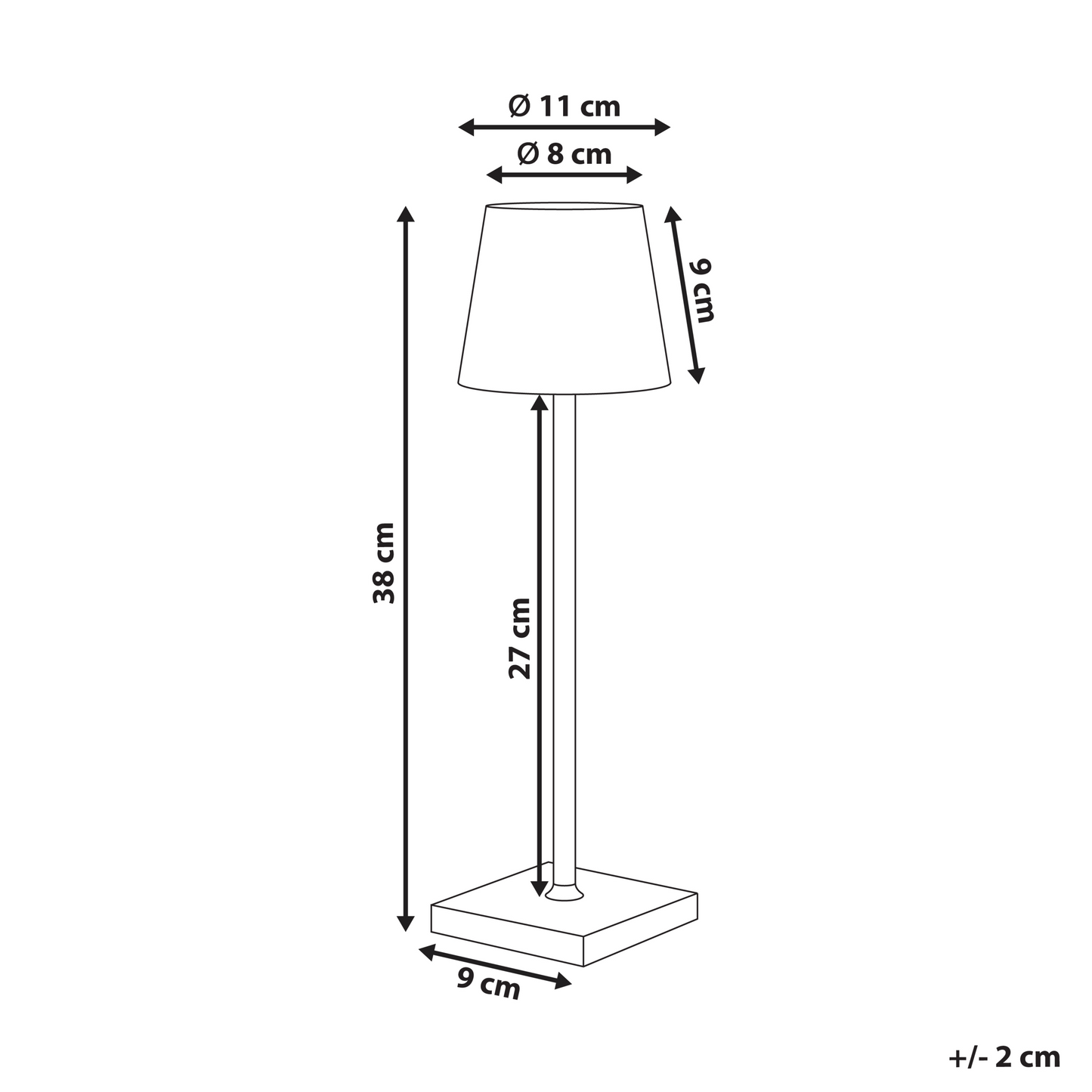 Wireless Table Lamp Gold USB C Rechargeable Indoor Outdoor