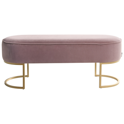 Velvet Pink Bed Bench With Gold Metal Legs