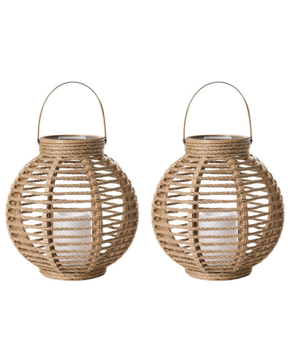 Garden Lanterns Set of 2 Hemp Solar LED Lights