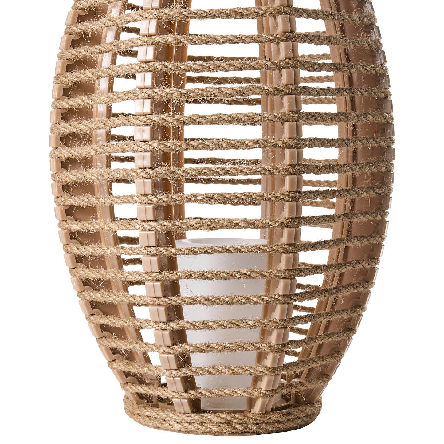 Natural Hemp Outdoor LED Lanterns Set of 2 Solar Powered