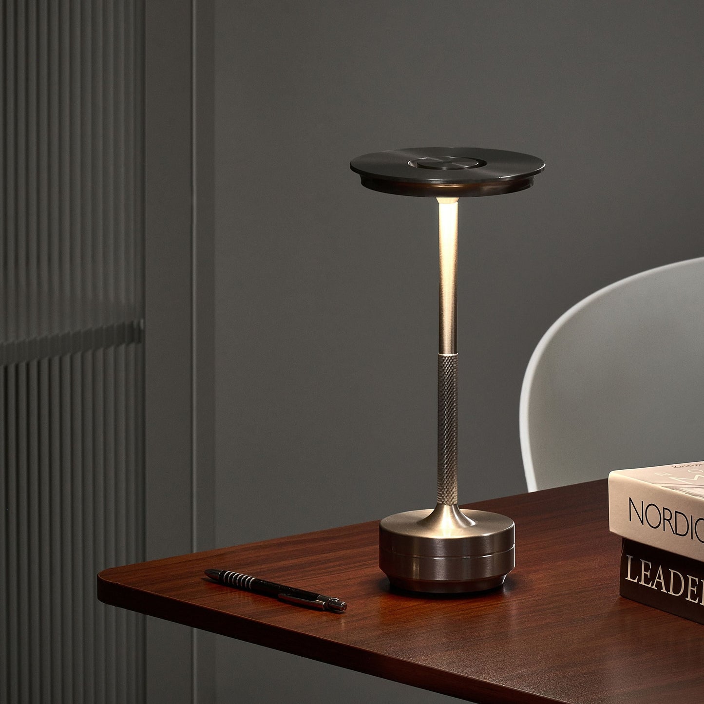 Glamora Wireless Table Lamp Silver Metal Indoor Outdoor USB C Rechargeable Dimmable Ambience