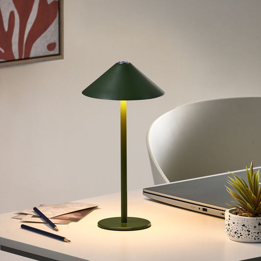 Wireless Table Lamp Green USB C Rechargeable