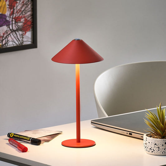 Wireless Table Lamp Red Metal USB-C Rechargeable