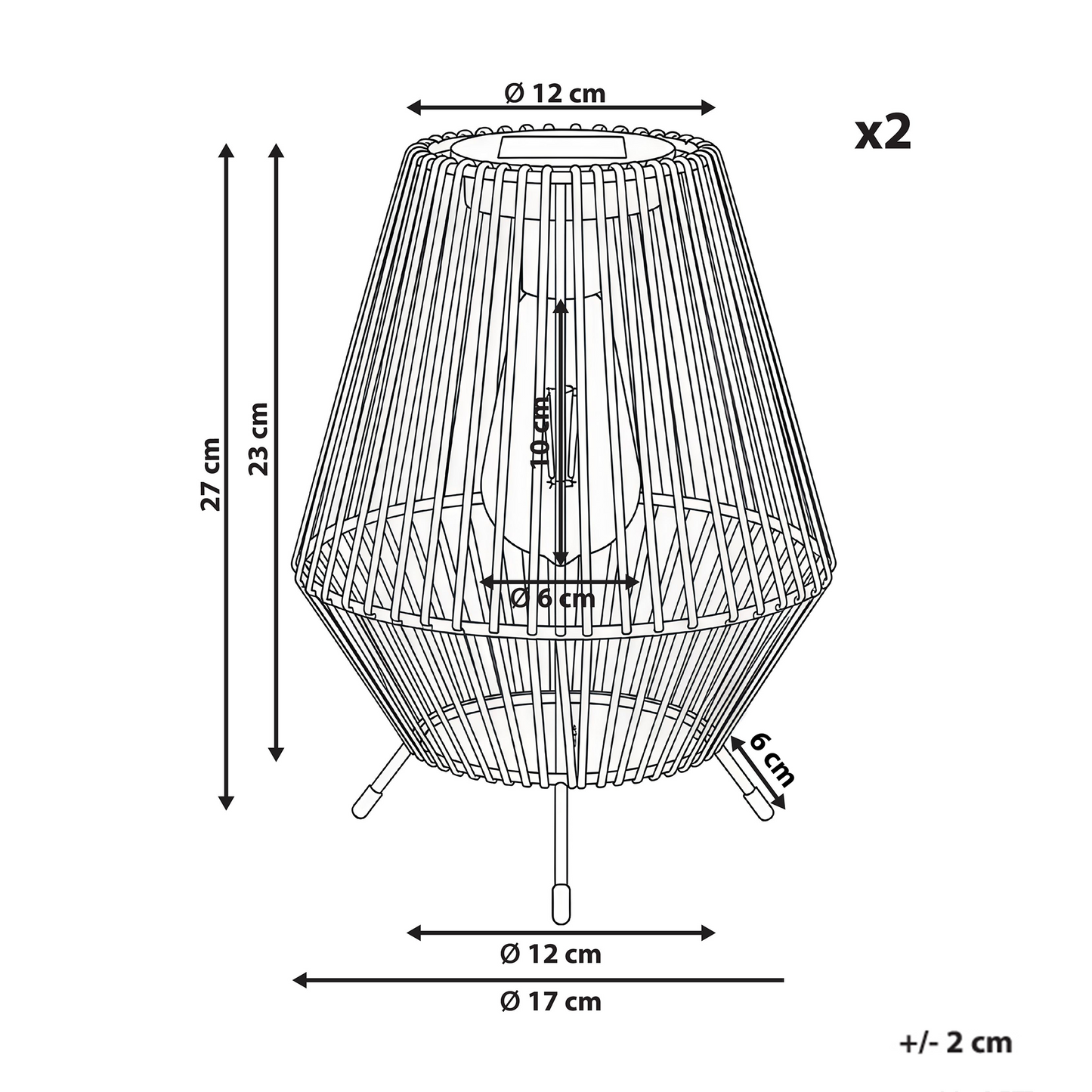 Two Pack Solar LED Lanterns Grey Diamond Shape Outdoor