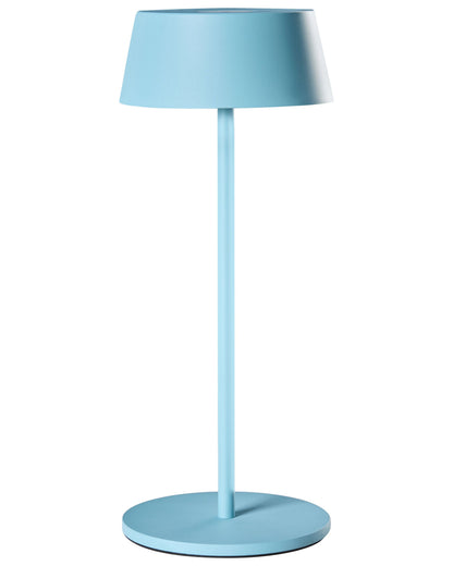 Wireless Table Lamp Blue Metal Indoor Outdoor USB C Port Rechargeable With Touch 3 Color Temperatures