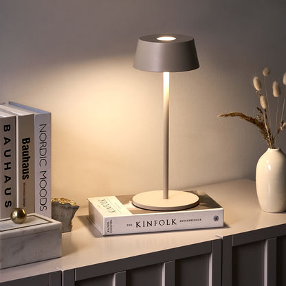 Wireless Table Lamp Beige Lume? Wait no, "Lumina Wireless Table Lamp Beige Metal USB C Port Rechargeable"
