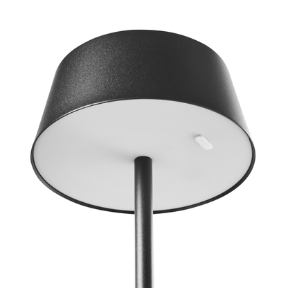 Wireless Table Lamp Black Metal USB C Rechargeable