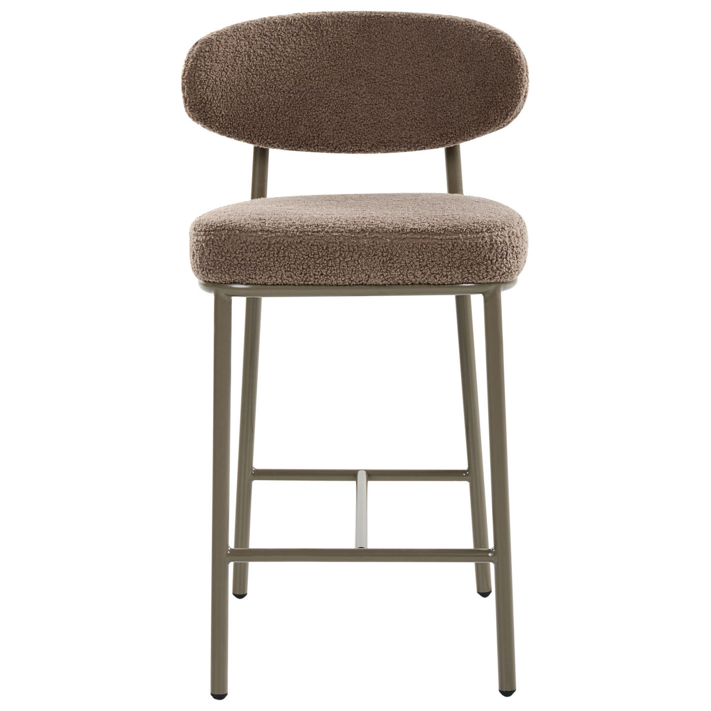 Taupe Boucle Bar Chairs Set Armless Iron Legs Retro Dining