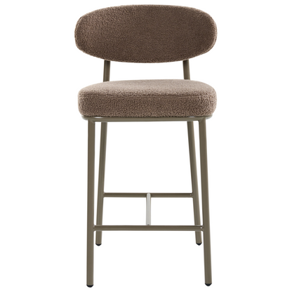 Taupe Boucle Bar Chairs Set Armless Iron Legs Retro Dining