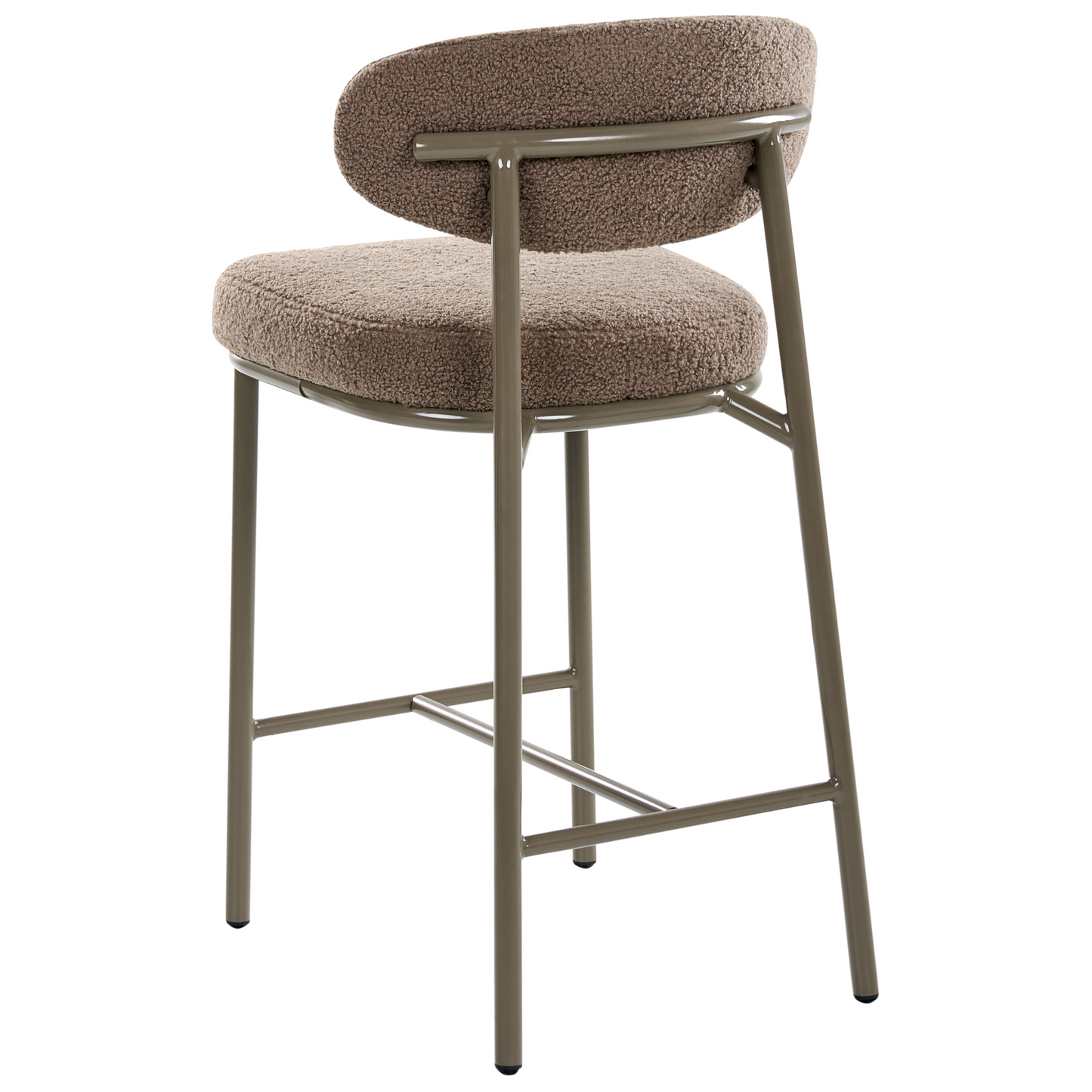 Taupe Boucle Bar Chairs Set Armless Iron Legs Retro Dining