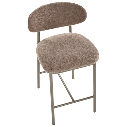 Taupe Boucle Bar Chairs Set Armless Iron Legs Retro Dining