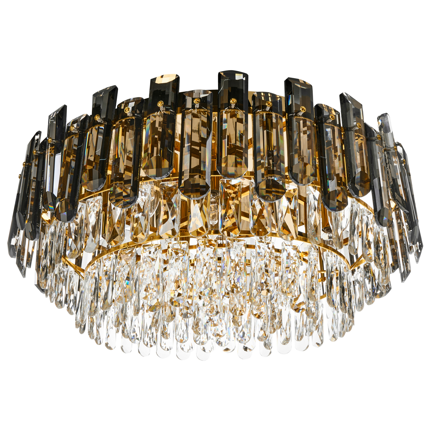 Drum Crystal Chandelier Silver Iron Acrylic Tiered