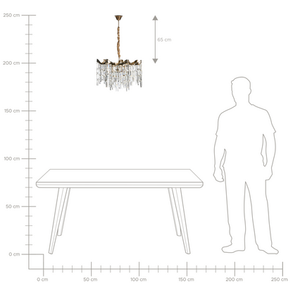 Glamour Gold Chandelier With Iron Frame And Acrylic Faux Crystals, Tiered Design, Shimmering Elegance