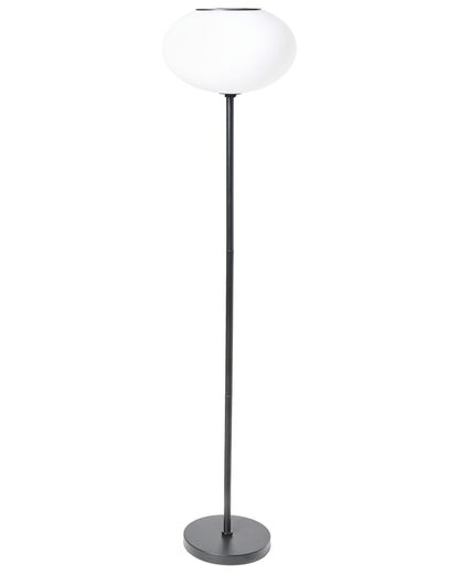 Outdoor Solar Floor Lamp Black White Iron Base LED