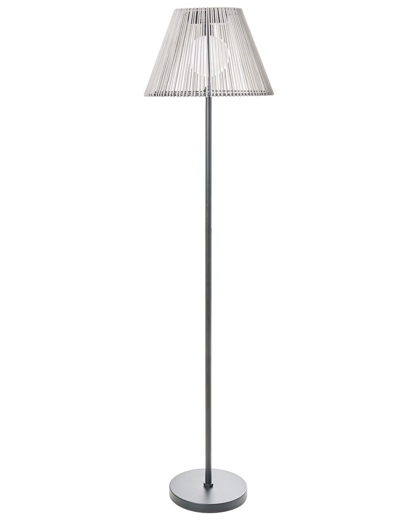 Outdoor Solar Floor Lamp Grey String Wrapped Shade