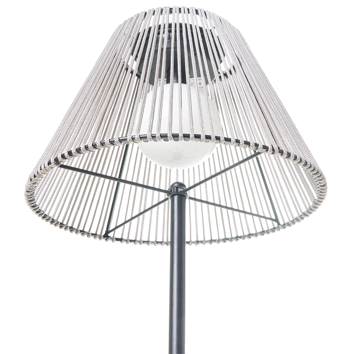 Outdoor Solar Floor Lamp Grey String Wrapped Shade