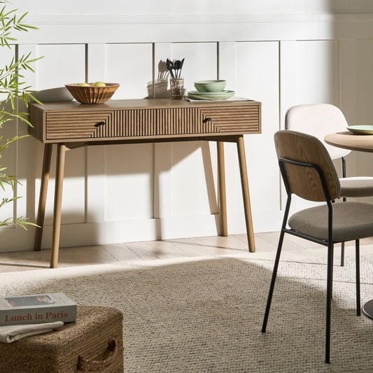 Nova Console Table Light Brown Laminated MDF 2 Drawers Modern Design