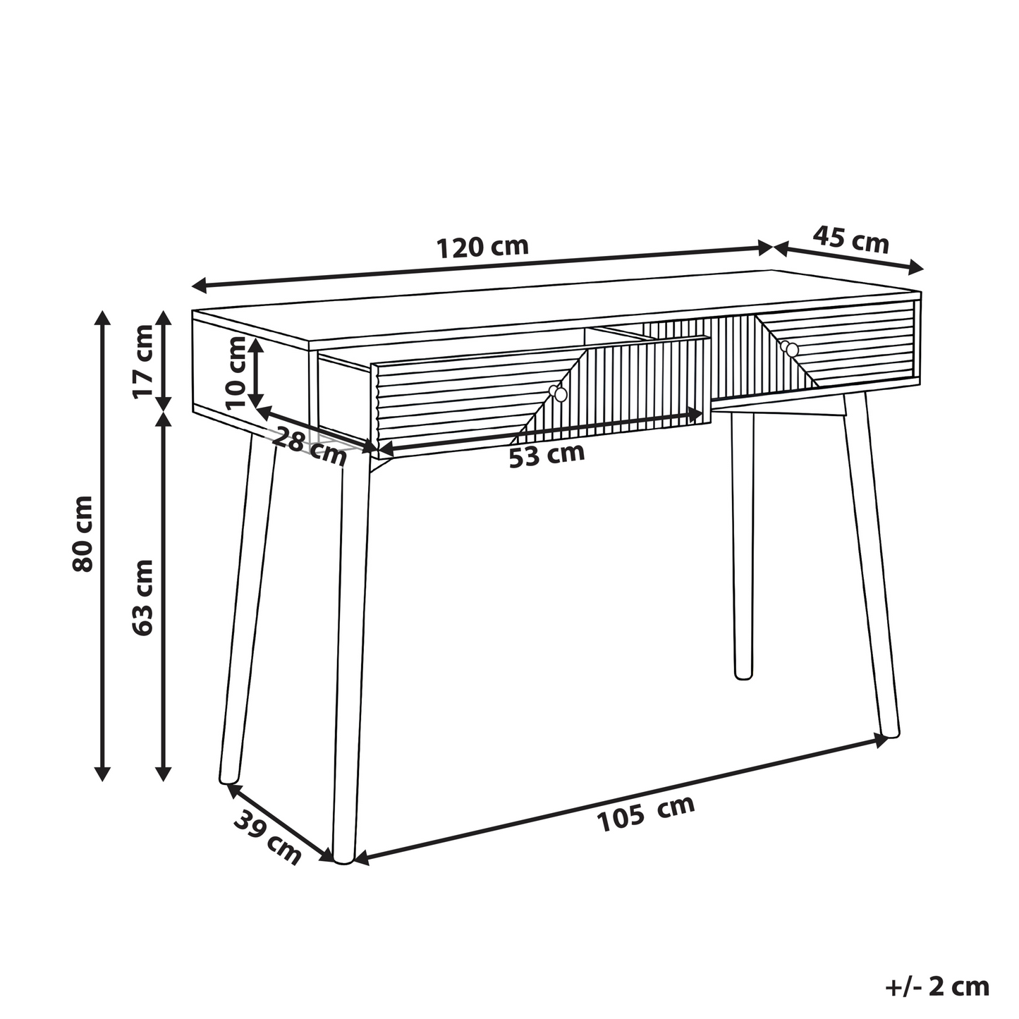 Nova Console Table Light Brown Laminated MDF 2 Drawers Modern Design
