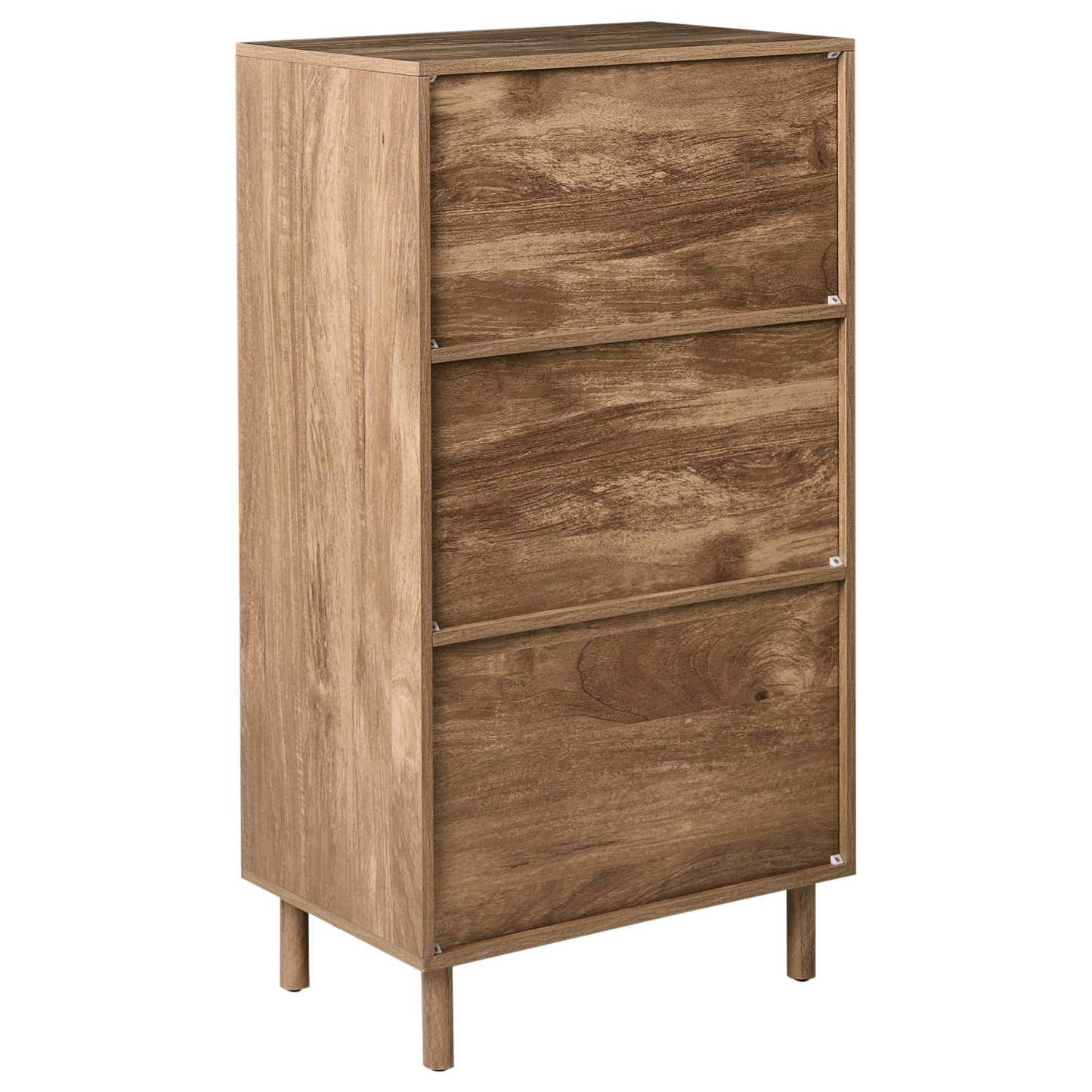 NordicNest Highboard Cabinet Light Brown MDF Pine Wood Legs Two Drawers Modern Design