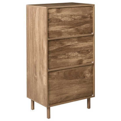 NordicNest Highboard Cabinet Light Brown MDF Pine Wood Legs Two Drawers Modern Design