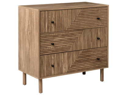 NordicLuxe 3 Drawer Chest With Ribbed Front Light Brown Pine Legs