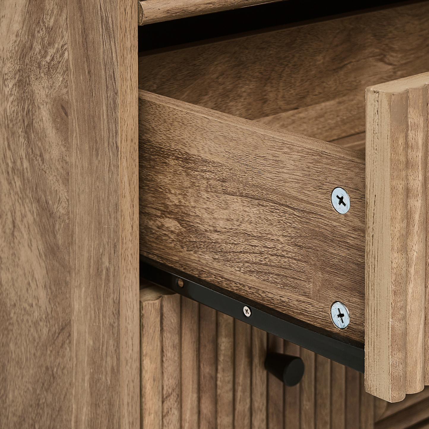 NordicLuxe 3 Drawer Chest With Ribbed Front Light Brown Pine Legs