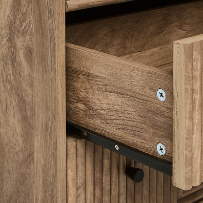 NordicLuxe 3 Drawer Chest With Ribbed Front Light Brown Pine Legs
