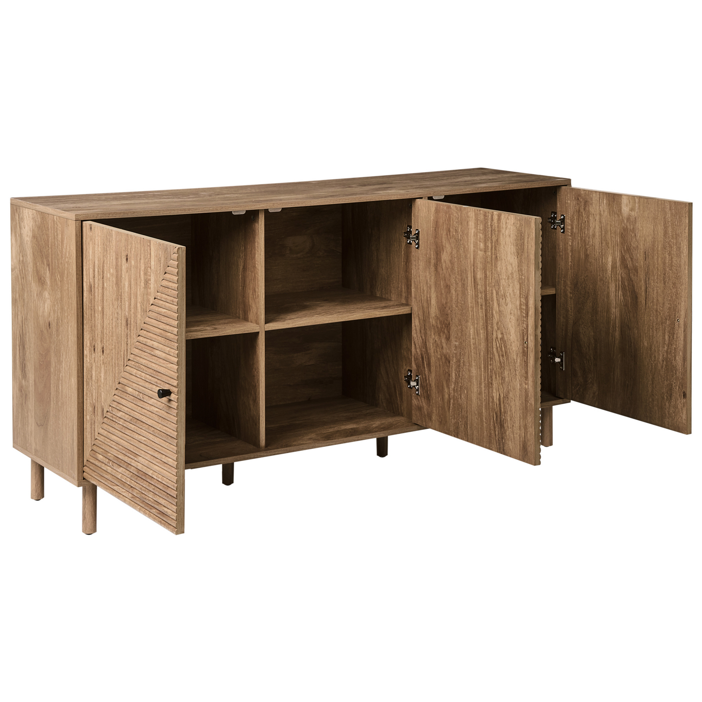 BrandNova Sideboard 3 Door Light Brown MDF Pine Wood Cabinet