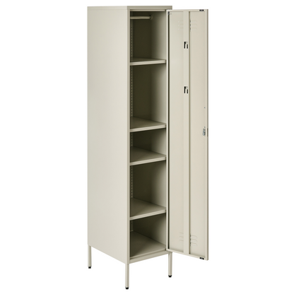 Apex Metal Storage Cabinet Light Beige With 5 Shelves And Rail