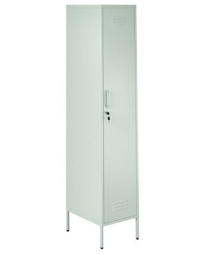 Metal Storage Cabinet with Locking Doors, 5 Shelves and Rail, Mint Green