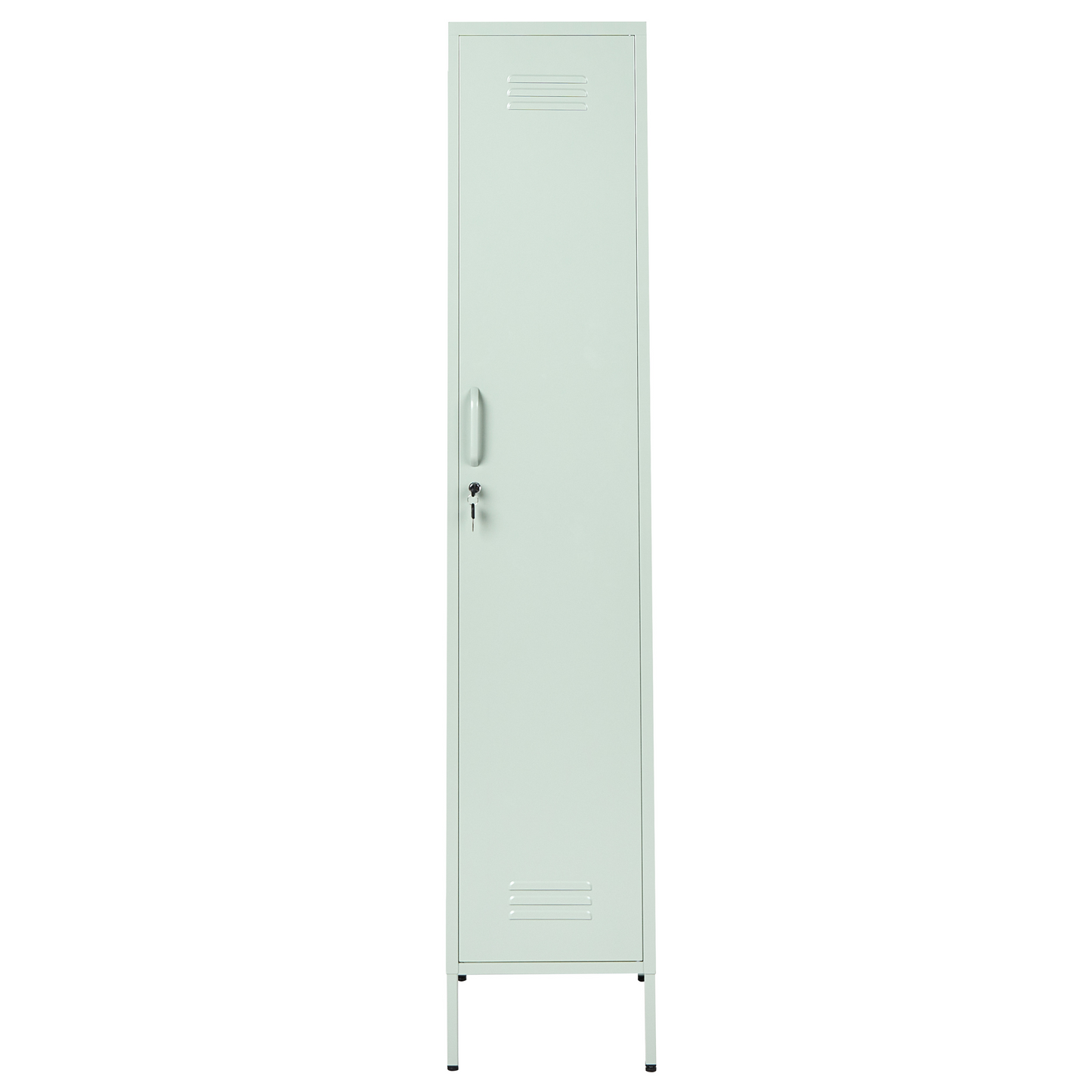 Metal Storage Cabinet with Locking Doors, 5 Shelves and Rail, Mint Green