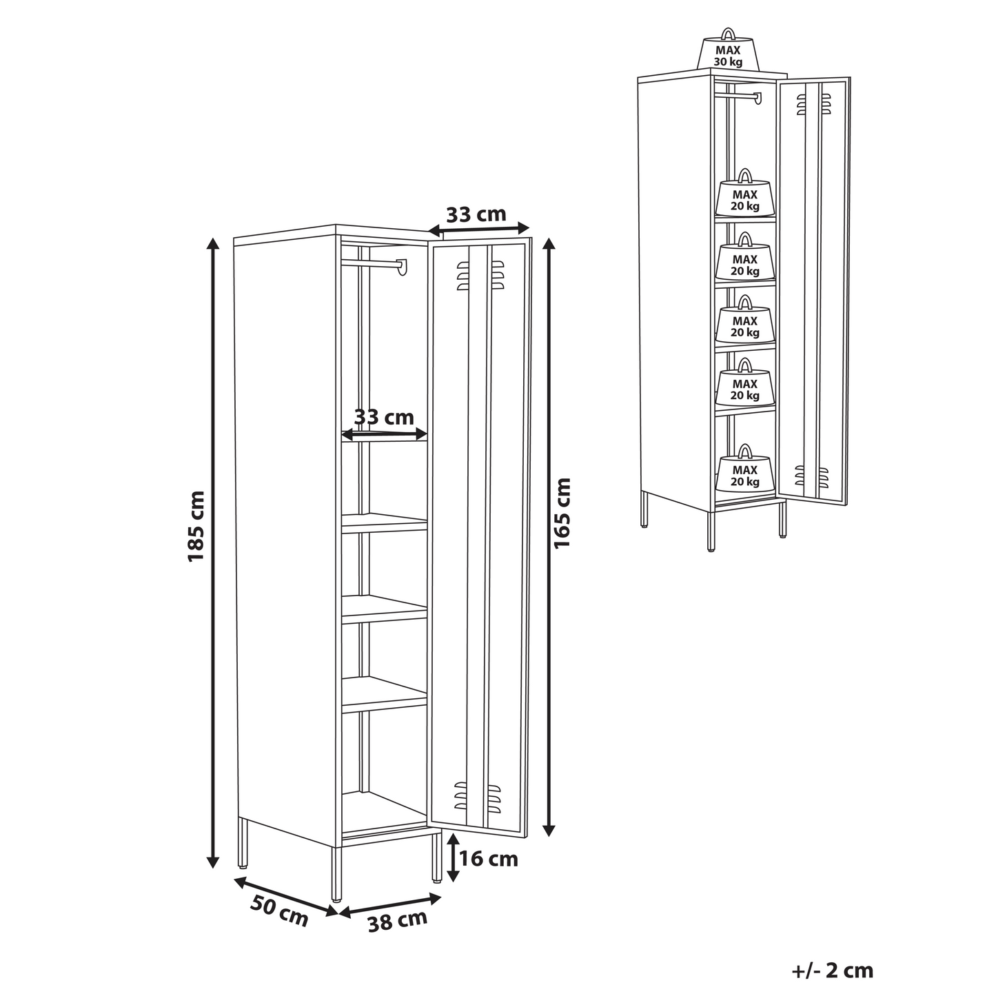 Metal Storage Cabinet with Locking Doors, 5 Shelves and Rail, Mint Green