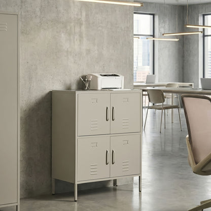 Four Door Sideboard Cabinet In Light Beige For Home Office