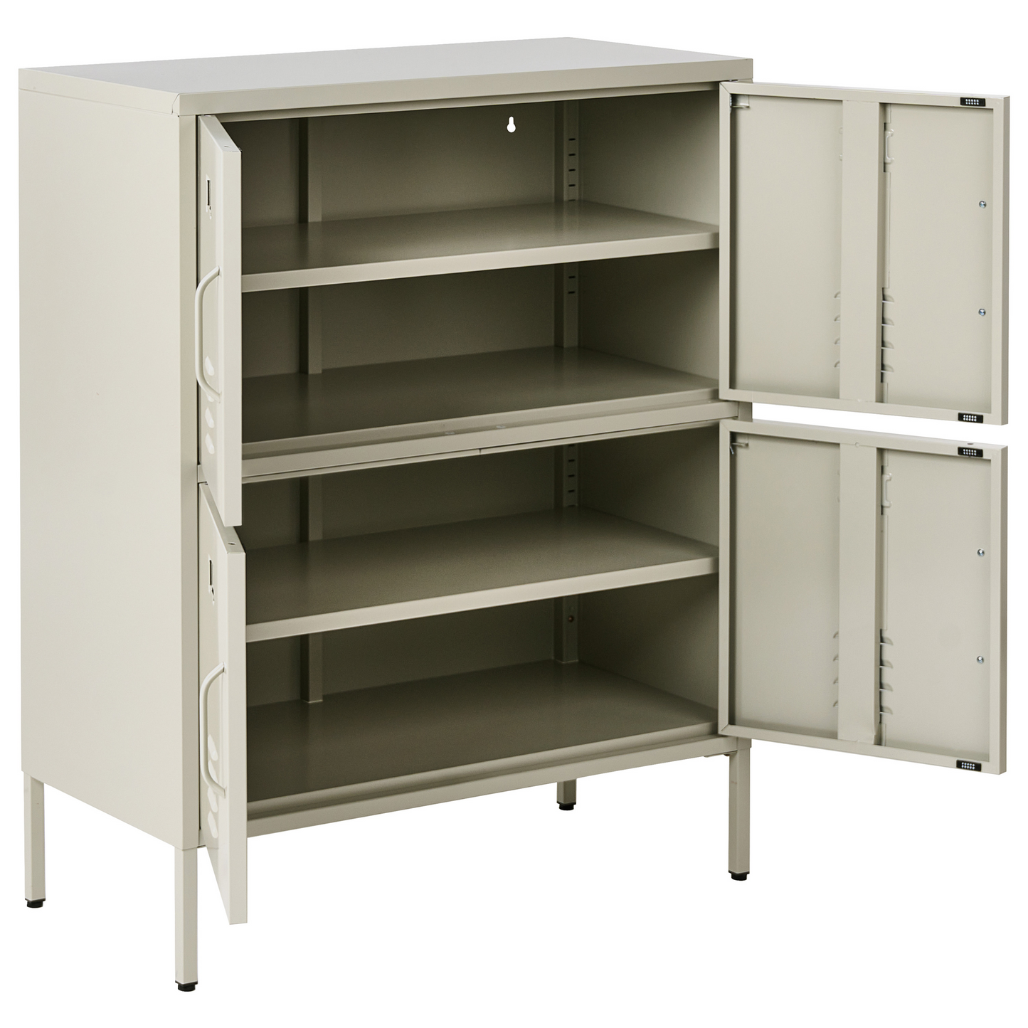 Four Door Sideboard Cabinet In Light Beige For Home Office
