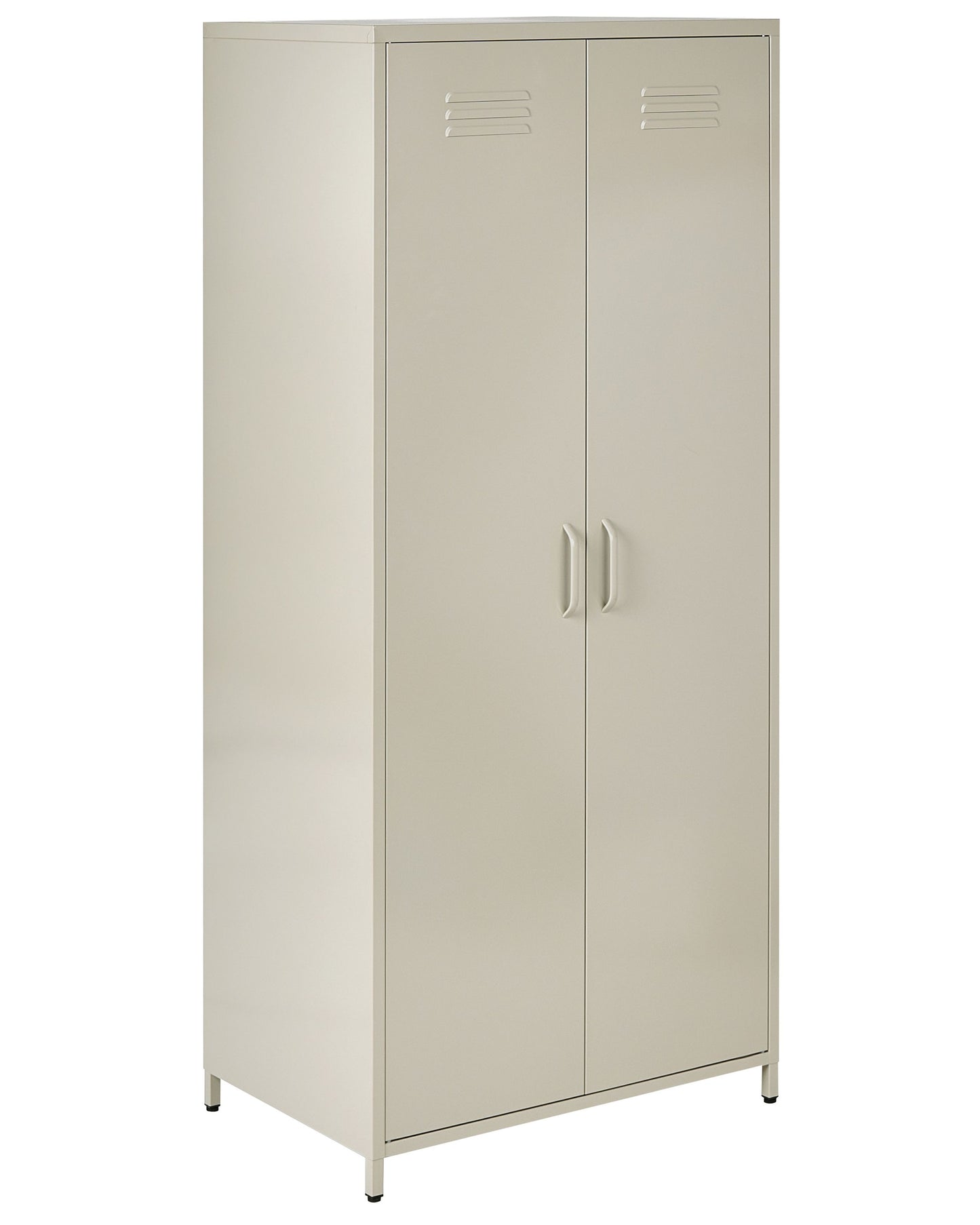 Beige Industrial Steel Storage Cabinet 2 Doors 4 Shelves