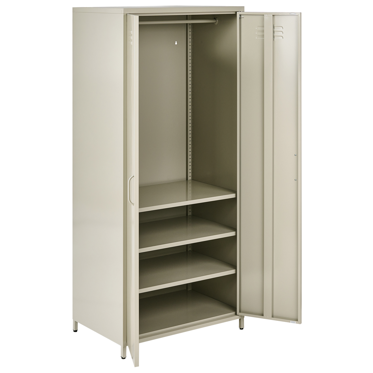 Beige Industrial Steel Storage Cabinet 2 Doors 4 Shelves