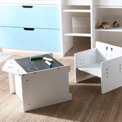 BrandName White MDF Chalkboard Montessori Desk And Chair Set For Kids Room Scandinavian Design