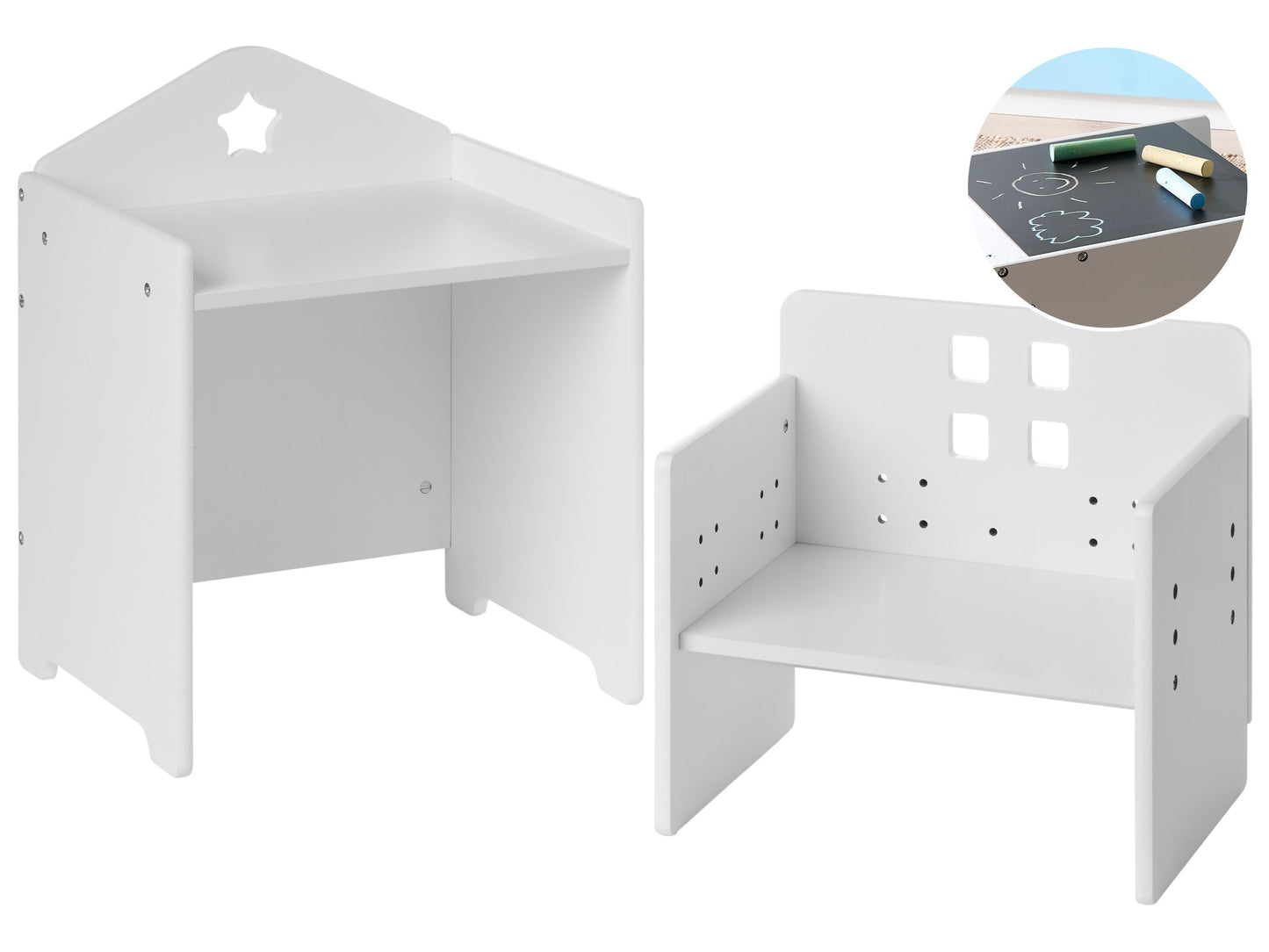 BrandName White MDF Chalkboard Montessori Desk And Chair Set For Kids Room Scandinavian Design