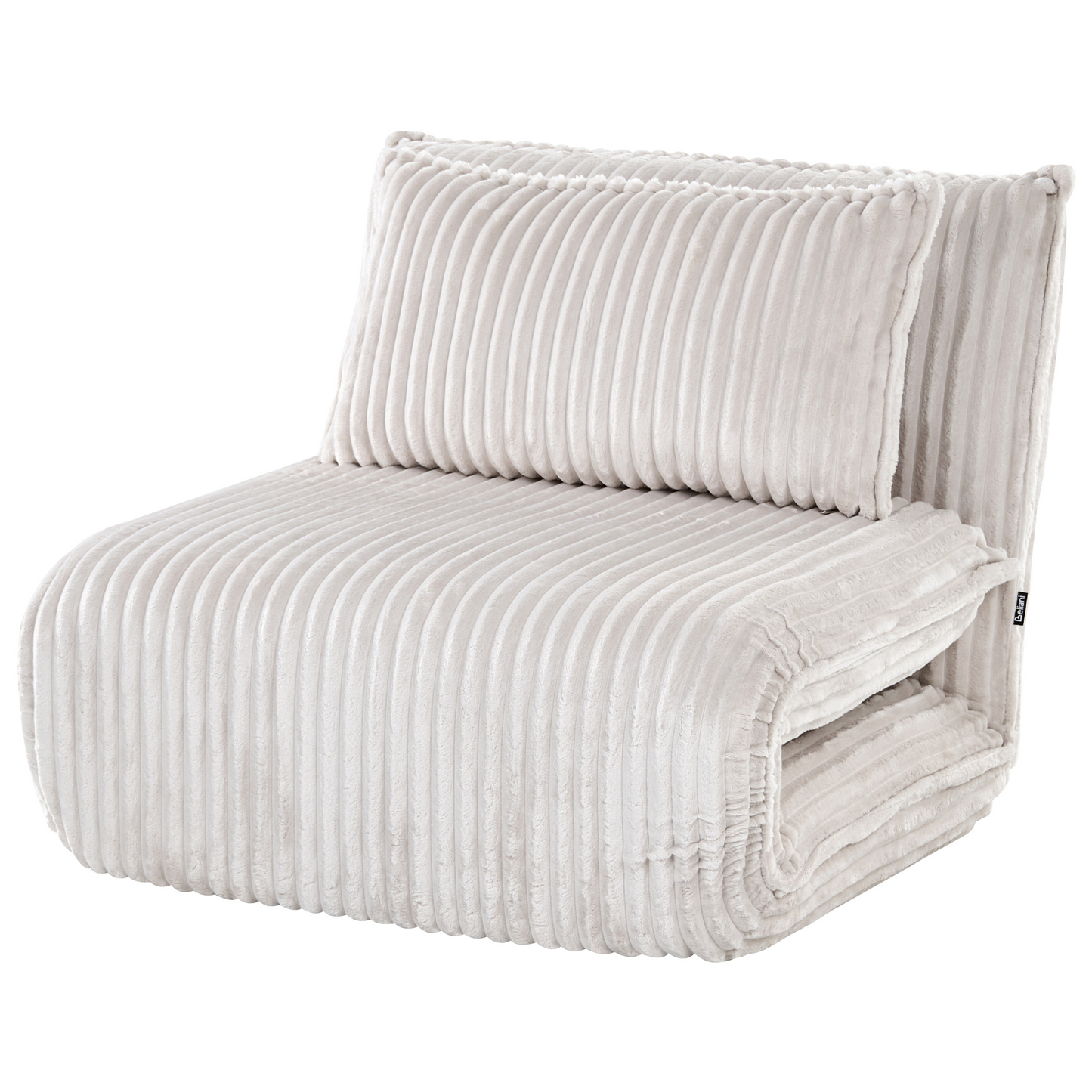 Sofa Bed Off White Corduroy Upholstery 1 Seater With Adjustable Backrest Sleeper Function
