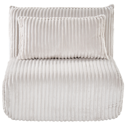 Sofa Bed Off White Corduroy Upholstery 1 Seater With Adjustable Backrest Sleeper Function