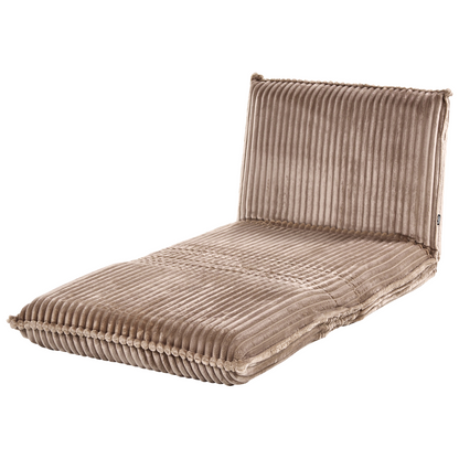 Corduroy Sofa Bed 1 Seater Light Brown with Adjustable Back