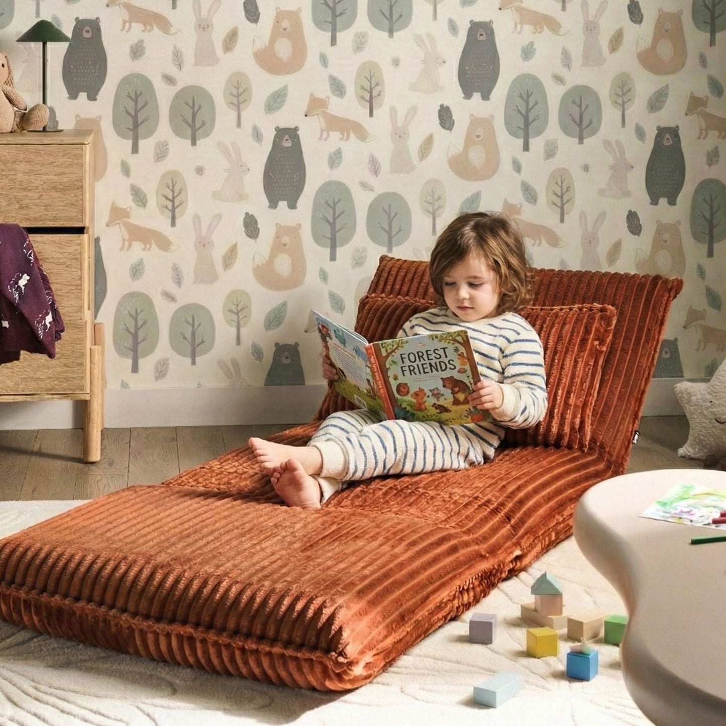 Sofa Bed Golden Brown Corduroy 1 Seater Adjustable Backrest