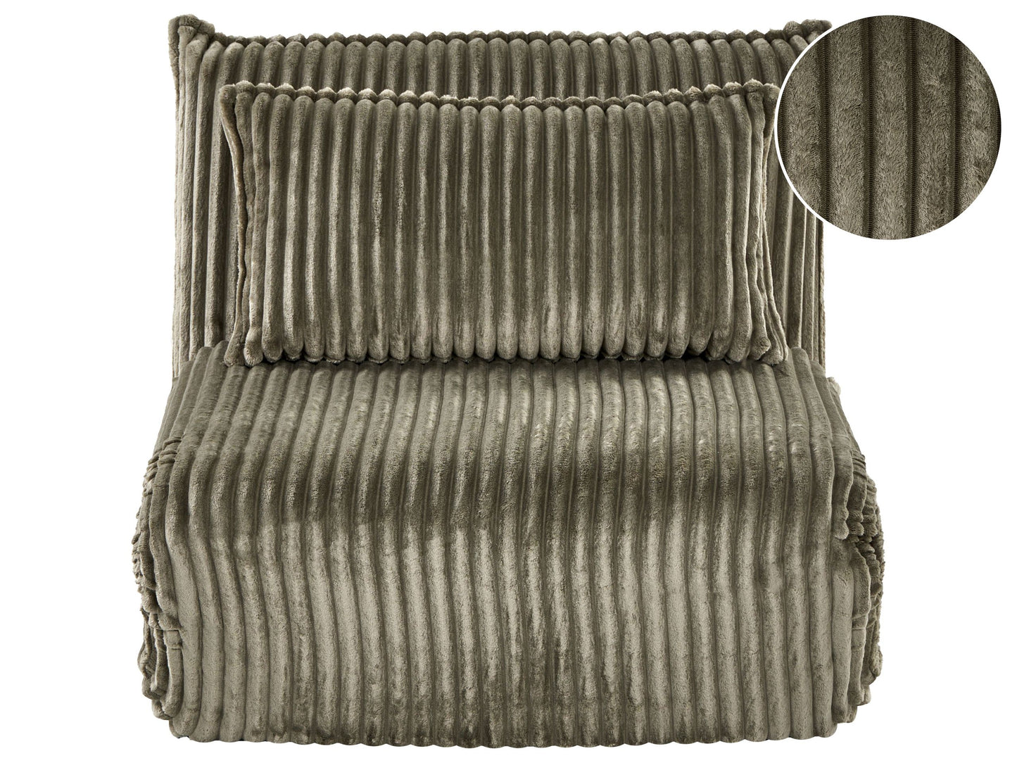 Sofa Bed Green Corduroy 1 Seater With Adjustable Backrest And Sleeper Function