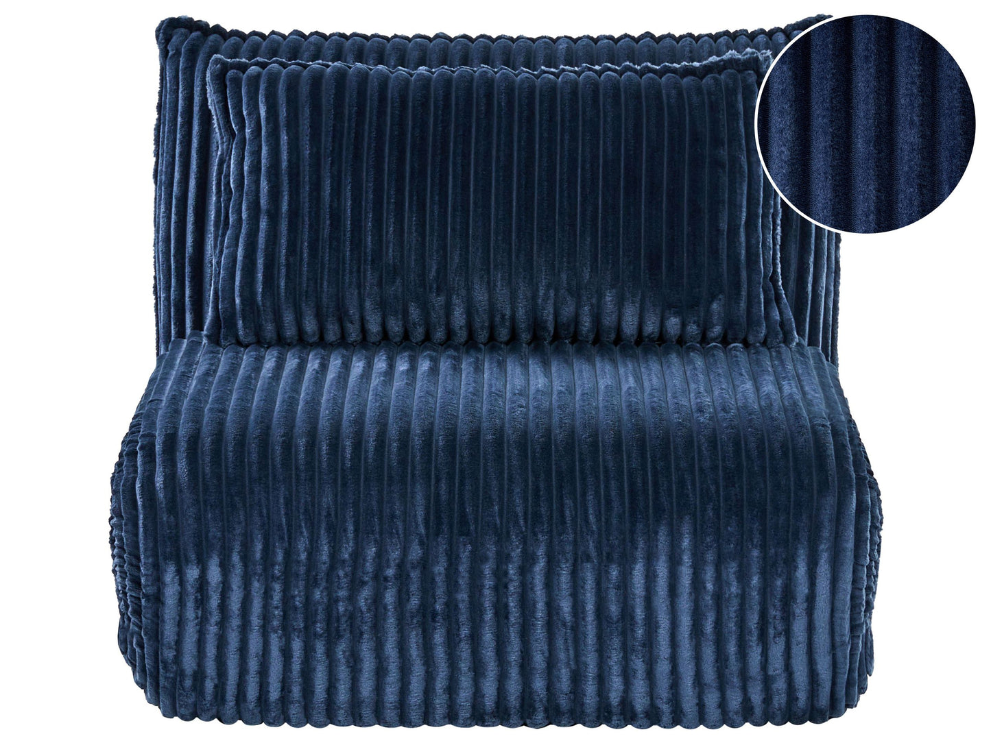 Blue Corduroy 1 Seater Sofa Bed with Adjustable Back