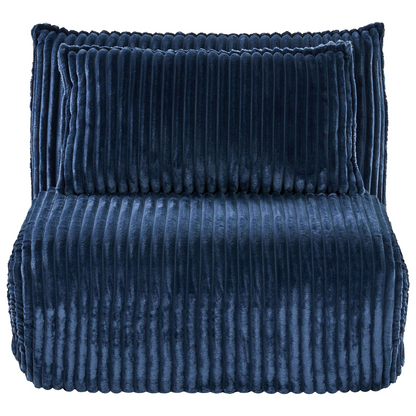 Blue Corduroy 1 Seater Sofa Bed with Adjustable Back